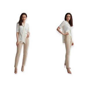 NWT $155 RAFFINALLA Beige "Duchessa" Slim Leg Full Length Pants Stretch - Size 8